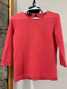 Talbots 100% Cashmere 3/4 sleeve Coral Sweater Size Sp